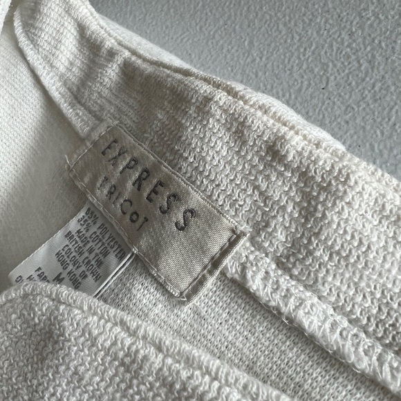 Express Tricot Cardigan Women's Medium Button Up Long Sleeve White Vintage - Picture 7 of 7